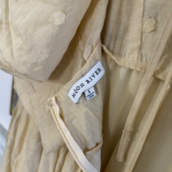 ANTHROPOLOGIE Moon River Flutter Sleeve Mini Dress Creamy Yellow Size Large - Picture 6 of 9